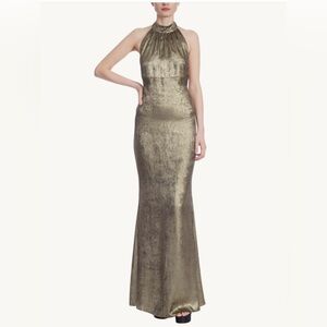 Badgley Mischka Gold Maxi Dress
